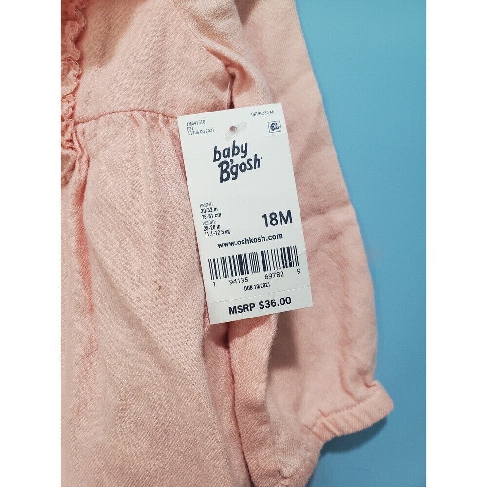 Oshkosh Baby B'gosh Ruffled Cotton Pale Pink Girl Dress With Silver Embroidery — image 3 of 8